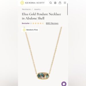 Kendra Scott Elisa Gold Pendant Necklace in Abalone Shell